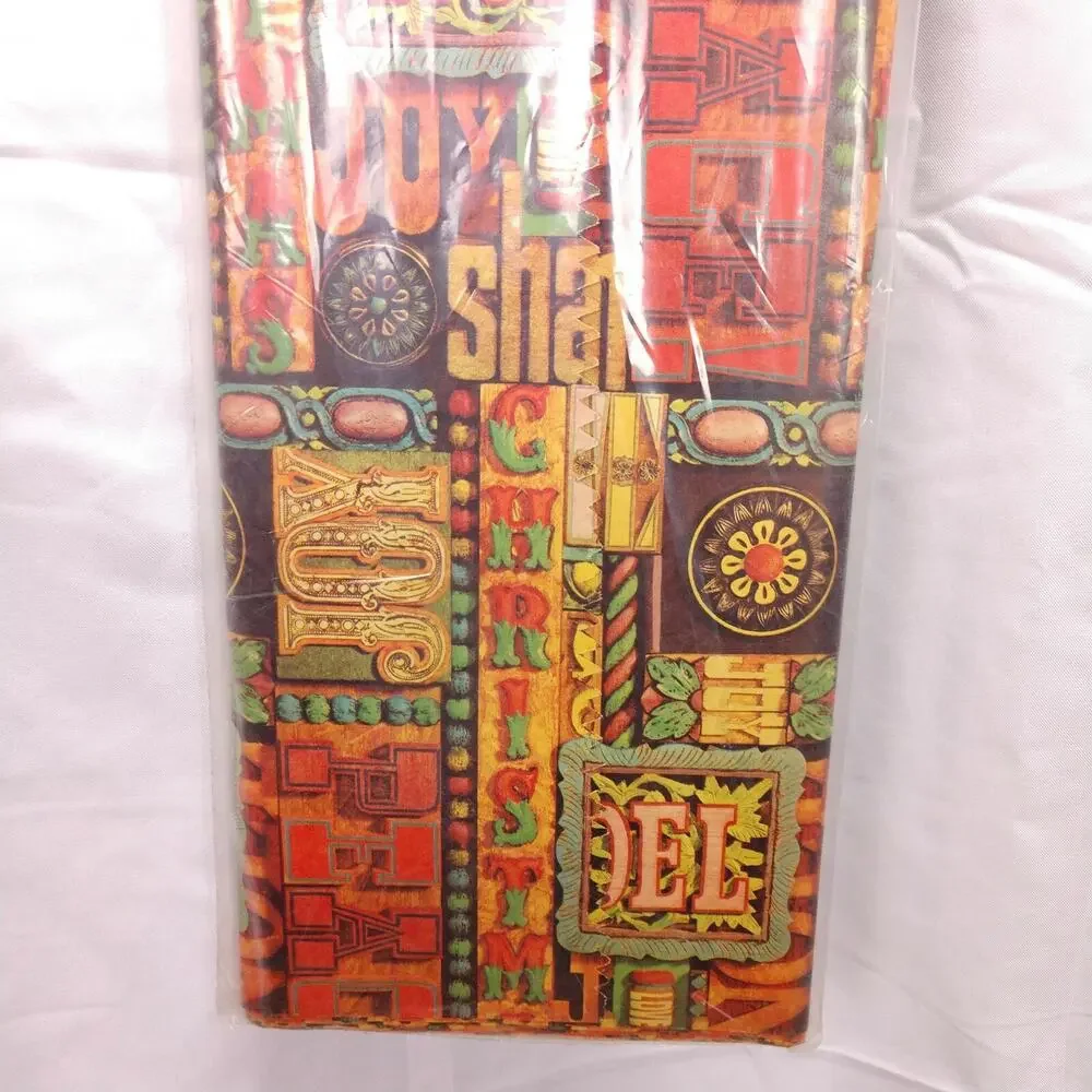 Vintage 80s NOS Wrapping Paper 240in Xmas Holiday Greetings Noel Shalom Kitsch